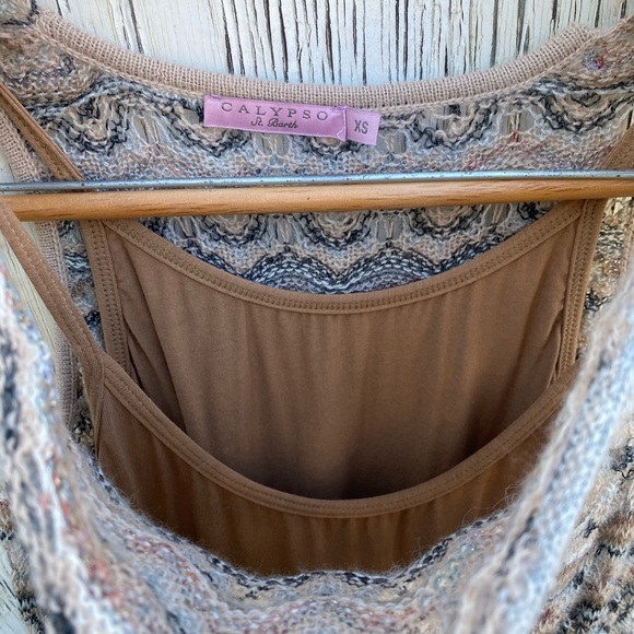 Calypso St Barth Mini Sleeveless Knit Neutral Colored Dress With Under Slip XS - Picture 5 of 6